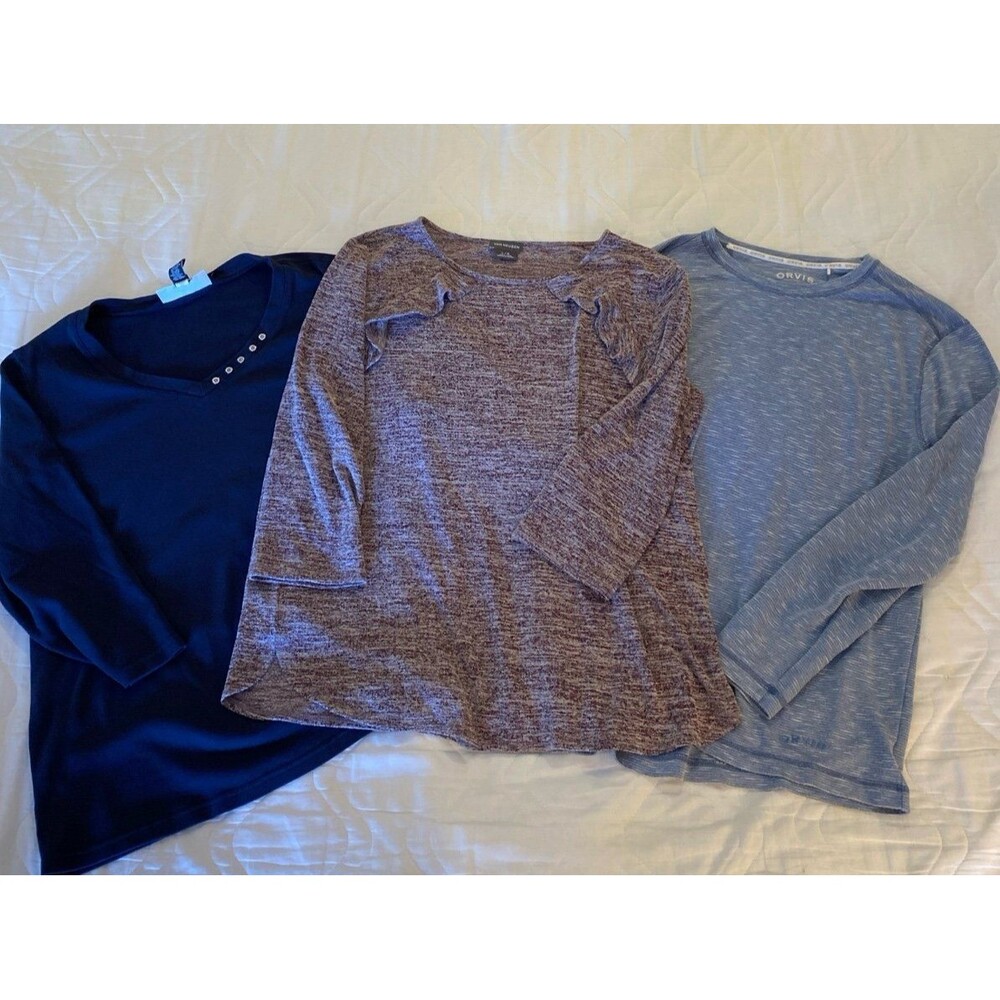 Bundle‎ Lot 3 Womens Blouses Van Heusen, Orvis, Karen Scott Tops + Stretch